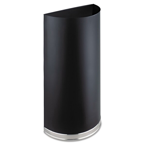 Safco 125 gal Half-Round Cylinder Trash Can, Black, Open Top, Steel - 9940BL