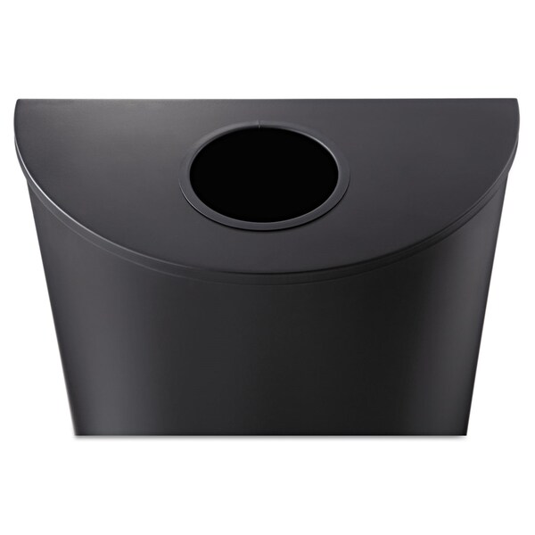 Safco 125 gal Half-Round Cylinder Trash Can, Black, Open Top, Steel - 9940BL