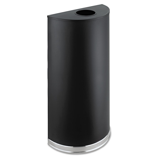 Safco 125 gal Half-Round Cylinder Trash Can, Black, Open Top, Steel - 9940BL
