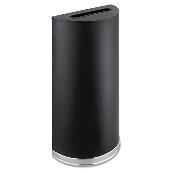 Safco 125 gal Half-Round Cylinder Trash Can, Black, Open Top, Steel - 9940BL