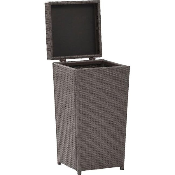 Crosley Crosley CO7301-WG Palm Harbor Outdoor Wicker Trash Bin - Grey - CO7301-WG