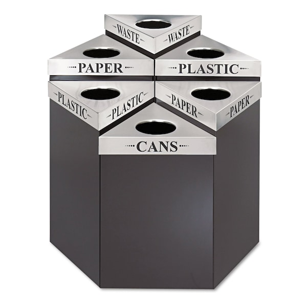 Safco 21 gal Triangular Prism Waste Receptacles, Black, Open Top, Steel - SAF-9553BL