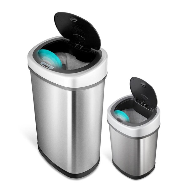 Gizmo Ninestars CB-DZT-50-9-12-9 13.2 gal & 3.2 gal Touchless Motion Sensor Trash Can Combo Set - GI3085119