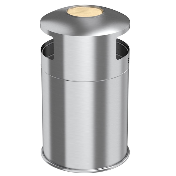 Hls Commercial 50 gal Round 50-Gallon Dual Side-Entry Trash Can, Silver, Stainless Steel - HLS50DSI