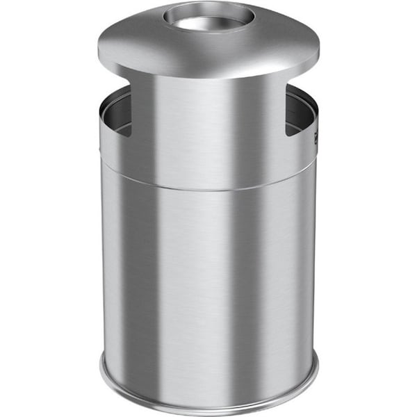 Hls Commercial 50 gal Round 50-Gallon Dual Side-Entry Trash Can, Silver, Stainless Steel - HLS50DSI