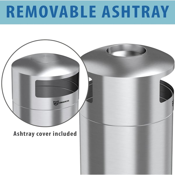 Hls Commercial 50 gal Round 50-Gallon Dual Side-Entry Trash Can, Silver, Stainless Steel - HLS50DSI