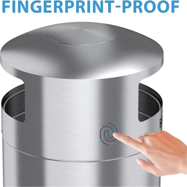 Hls Commercial 50 gal Round 50-Gallon Dual Side-Entry Trash Can, Silver, Stainless Steel - HLS50DSI