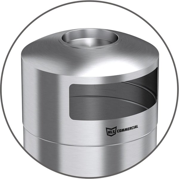 Hls Commercial 50 gal Round 50-Gallon Dual Side-Entry Trash Can, Silver, Stainless Steel - HLS50DSI