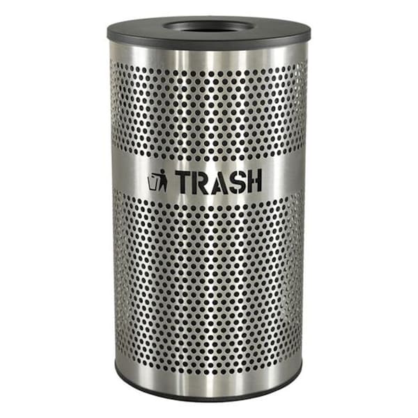 Ex-Cell Kaiser 33 gal Waste Receptacle, Black, Stainless Steel - VCT-33 PERF SS