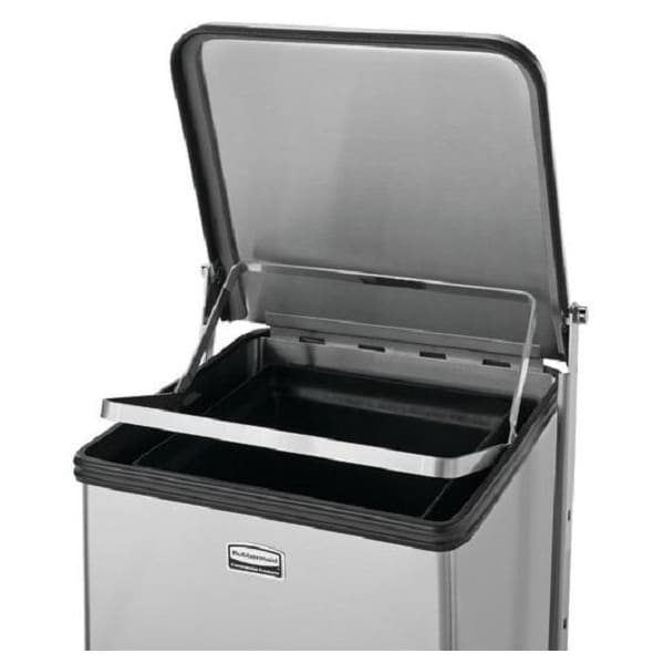 Rubbermaid Commercial 40 gal Square Step Can, Stainless Steel, 21 in Dia, Stainless Steel - FGST40SSPL