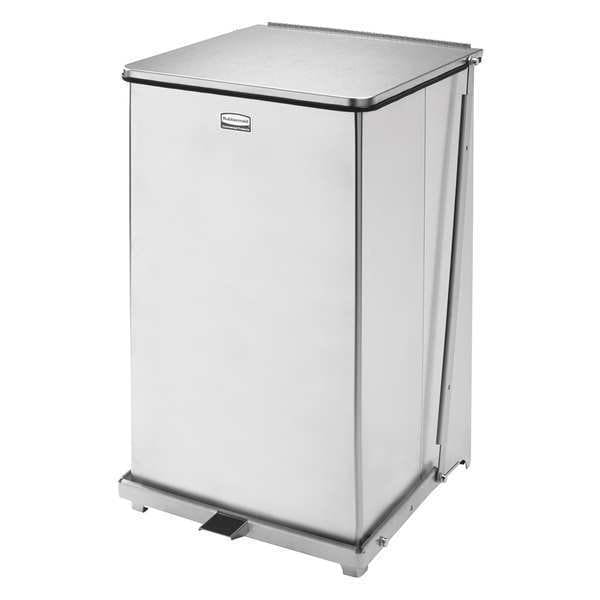 Rubbermaid Commercial 40 gal Square Step Can, Stainless Steel, 21 in Dia, Stainless Steel - FGST40SSPL