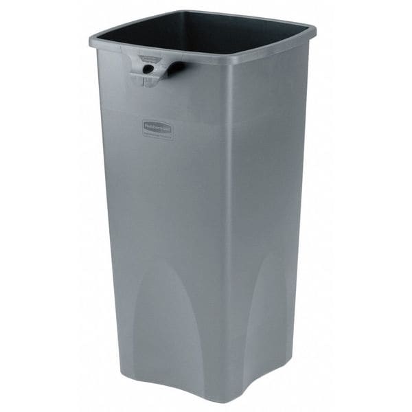 Rubbermaid Commercial 35 gal Square Trash Can, Gray, 20-1/4" Dia, Swing, Stainless Steel - 7YA67