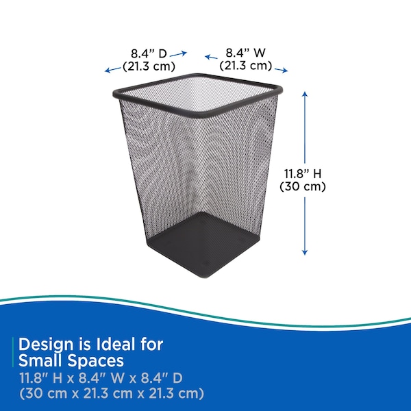 Kenney Mfg Round Waste Paper Basket, Black, Metal - KN68065