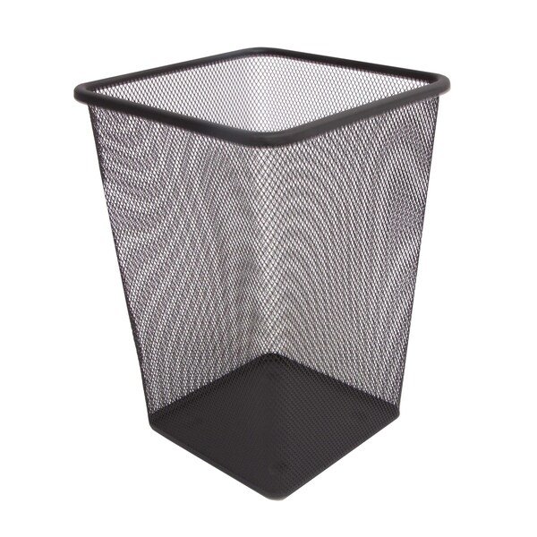 Kenney Mfg Round Waste Paper Basket, Black, Metal - KN68065