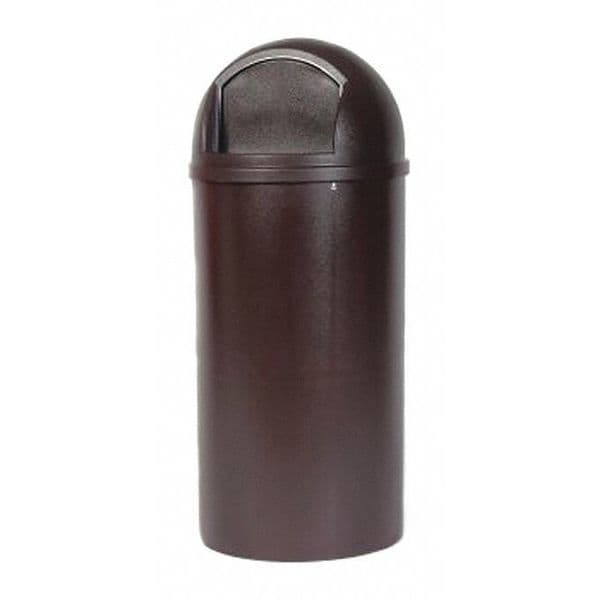 Rubbermaid Commercial 25 gal Round Trash Can, Brown, 18 in Dia, Swing, Plastic - FG817088BRN