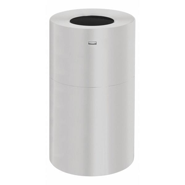 Rubbermaid Commercial 35 gal Round Trash Can, Satin Aluminum, 18 in Dia, Open Top, Aluminum - FGAOT35SA