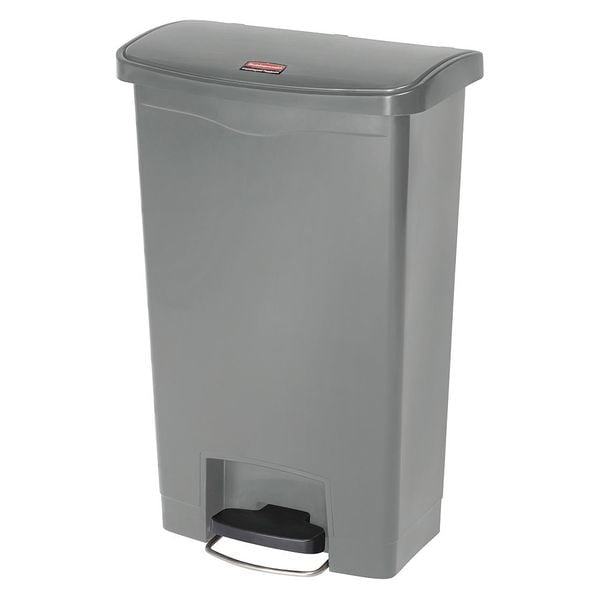 Rubbermaid Commercial 13 gal Rectangular Trash Can, Gray, 12 1/8 in Dia, Resin - 1883602