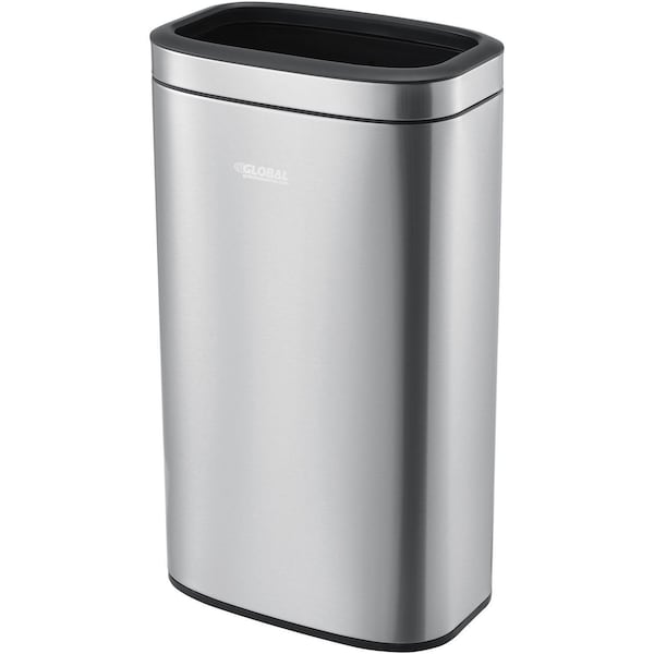 Global Industrial Rectangle Metal Trash Can, Silver, Stainless Steel - 641442SS