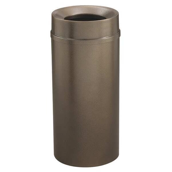Glaro 16 gal Round Trash Can, Bronze Vein, 15" Dia, Open Top, Steel - F1551-BV-BV