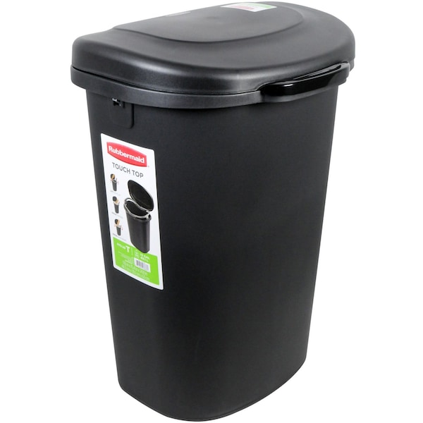 Rubbermaid Rubbermaid 13 gal Black Plastic Touch Top Trash Can - 1843024
