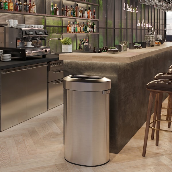 Hls Commercial 23 gal Round Trash Can, Silver, Stainless Steel - HLS23DOT