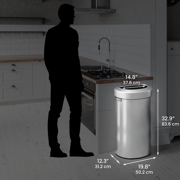 Hls Commercial 23 gal Round Trash Can, Silver, Stainless Steel - HLS23DOT