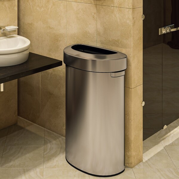 Hls Commercial 23 gal Round Trash Can, Silver, Stainless Steel - HLS23DOT