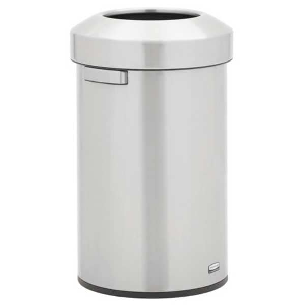 Rubbermaid Commercial 16 gal Round Trash Can, Silver, 15 7/8 in Dia, Metal - 2147583