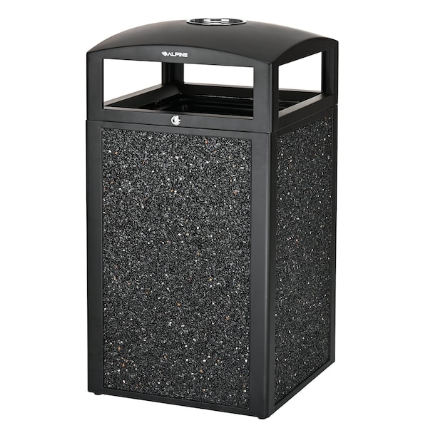 Alpine Industries 40 gal Trash Can, Gray, Rolled Plate/Stone - ALP472-40-GRYS