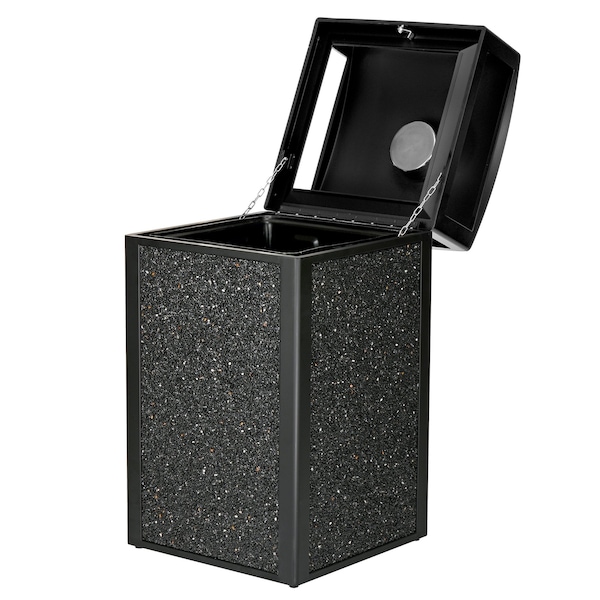 Alpine Industries 40 gal Trash Can, Gray, Rolled Plate/Stone - ALP472-40-GRYS
