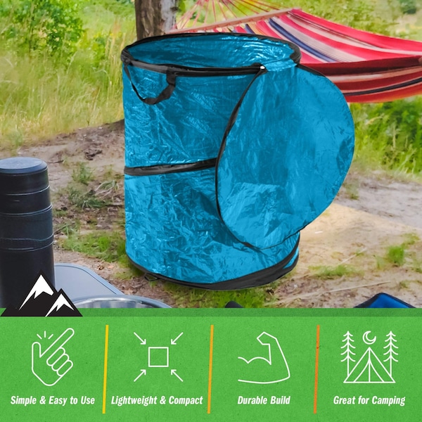 Wakeman Collapsible Trash Can - 44-Gallon Pop Up Bag Holder with Zippered Lid by Wakeman - 75-CMP1161