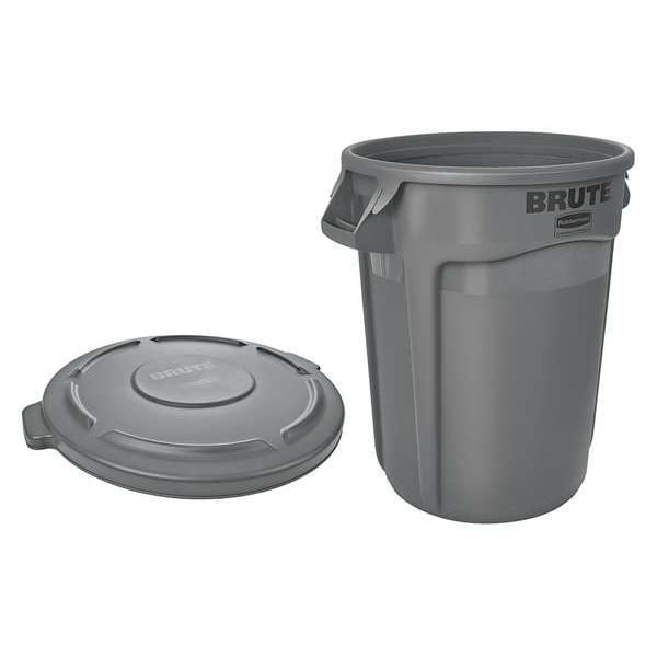 Rubbermaid Commercial 32 gal Round Trash Can, Gray, 22" Dia, Open Top, Polyethylene - FG263200GRAY,FG263100GRAY