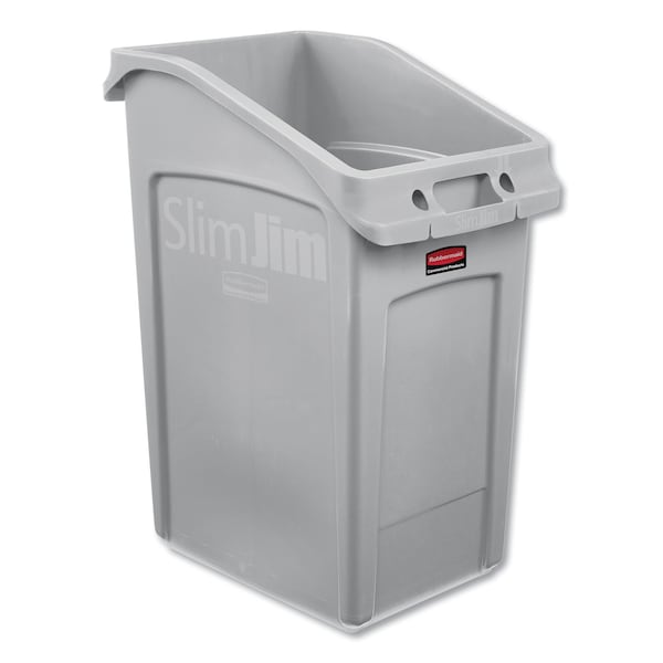 Rubbermaid Commercial 23 gal Rectangular Prism Trash Can, Gray, Open Top, Polyethylene - 2026721