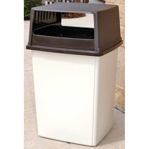 Rubbermaid Commercial 56 gal Rectangular Trash Can, Brown, 25 1/2 in Dia, Open Top, Polyethylene - FG256B00BRN
