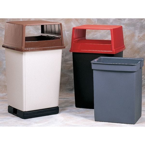 Rubbermaid Commercial 56 gal Rectangular Trash Can, Brown, 25 1/2 in Dia, Open Top, Polyethylene - FG256B00BRN