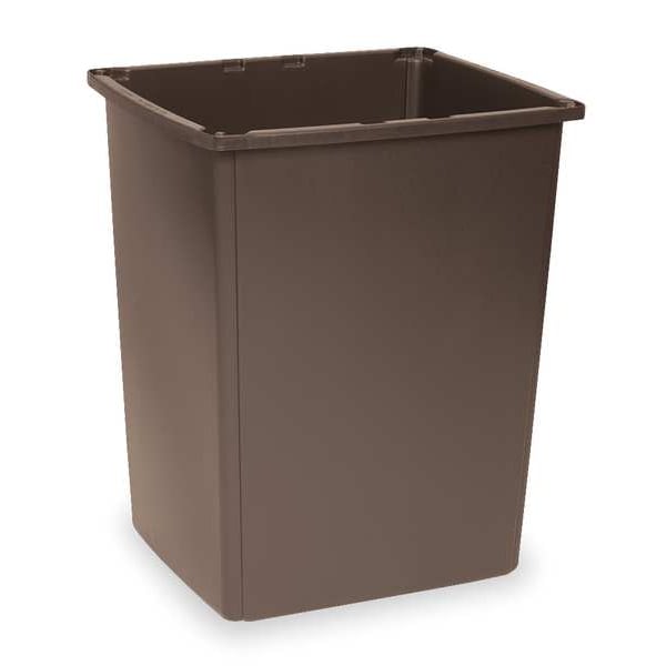 Rubbermaid Commercial 56 gal Rectangular Trash Can, Brown, 25 1/2 in Dia, Open Top, Polyethylene - FG256B00BRN
