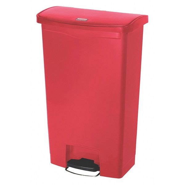 Rubbermaid Commercial 18 gal Rectangular Trash Can, Red, 19 1/2 in Dia, Step-On, Plastic - 1883568