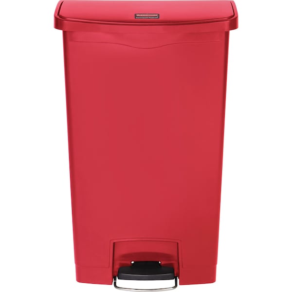 Rubbermaid Commercial 18 gal Rectangular Trash Can, Red, 19 1/2 in Dia, Step-On, Plastic - 1883568