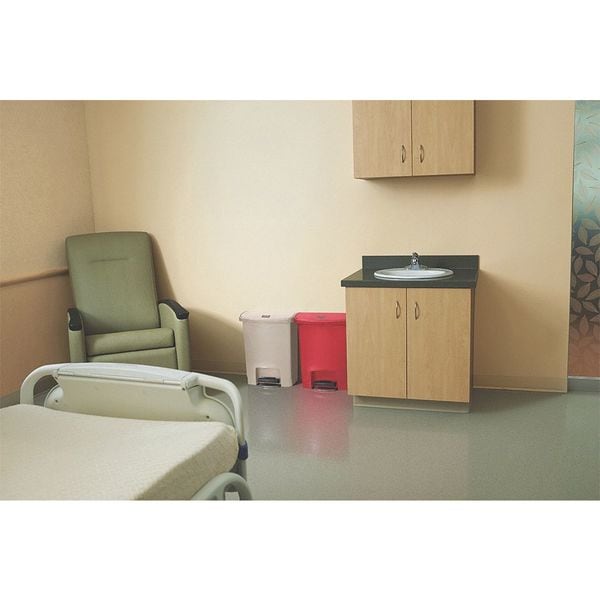 Rubbermaid Commercial 18 gal Rectangular Trash Can, Red, 19 1/2 in Dia, Step-On, Plastic - 1883568