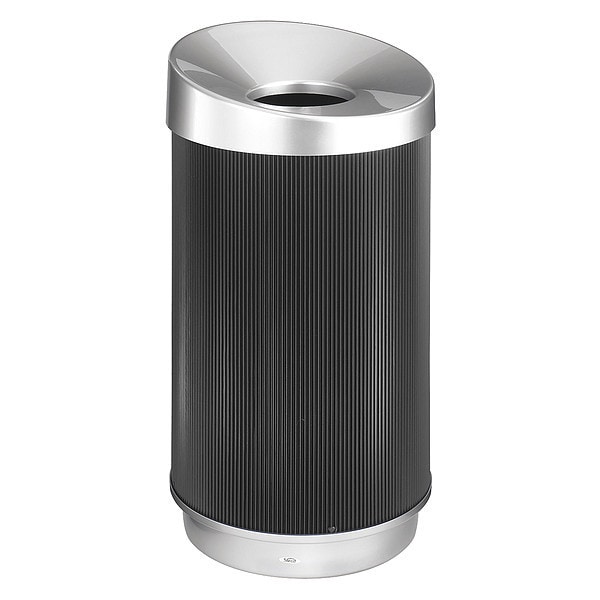 Safco 38 gal Round Trash Can, Black, 20" Dia, Open Top, Plastic - 9799BL