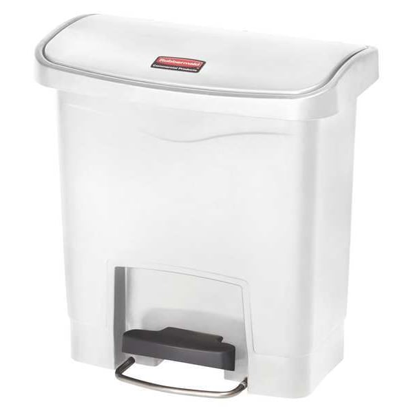 Rubbermaid Commercial 4 gal Rectangular Step Can, White, 14 3/4 in Dia, Step-On, Plastic - 1883554