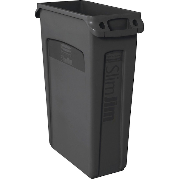 Rubbermaid Commercial 23 gal Rectangular Slim Jim 23-Gallon Vented Waste Containers, Black - RCP354060BKCT