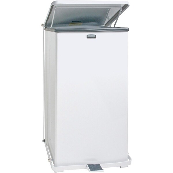 Rubbermaid Commercial 13 gal Defenders Steel Step Cans, White, Steel - RCPST24EPLWH