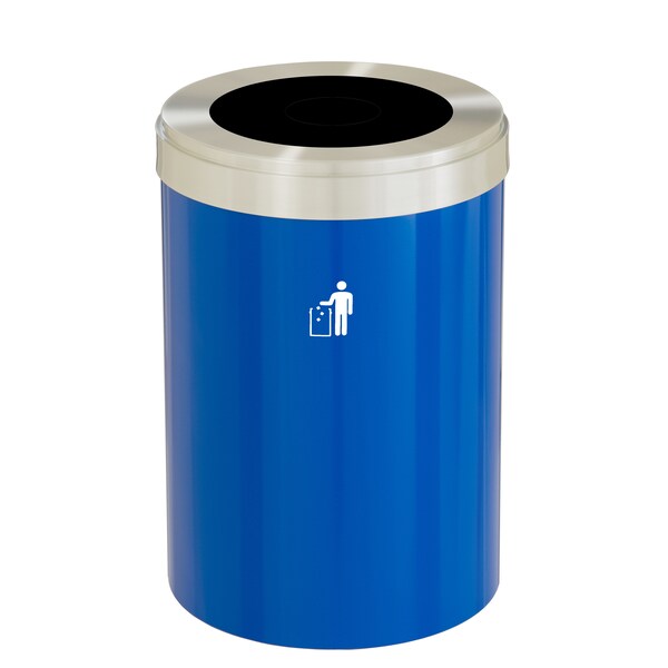 Glaro 41 gal Trash Can, Blue/Satin Aluminum - W-2042BL-SA-W1