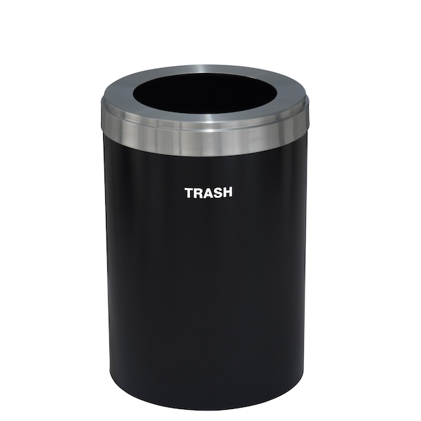 Glaro 16 gal Trash Can, Satin Black/Satin Aluminum - W-2032BK-SA-W5