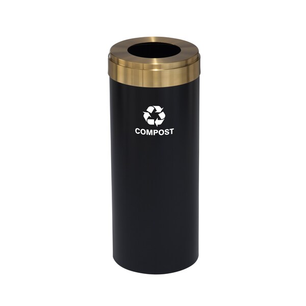Glaro 12 gal Trash Can, Satin Black/Satin Brass - W-1232BK-BE-W6RL