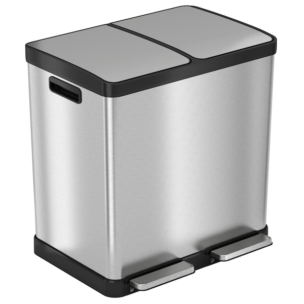 Hls Commercial 16 gal Trash Can, Silver, Stainless Steel - HLSS16R