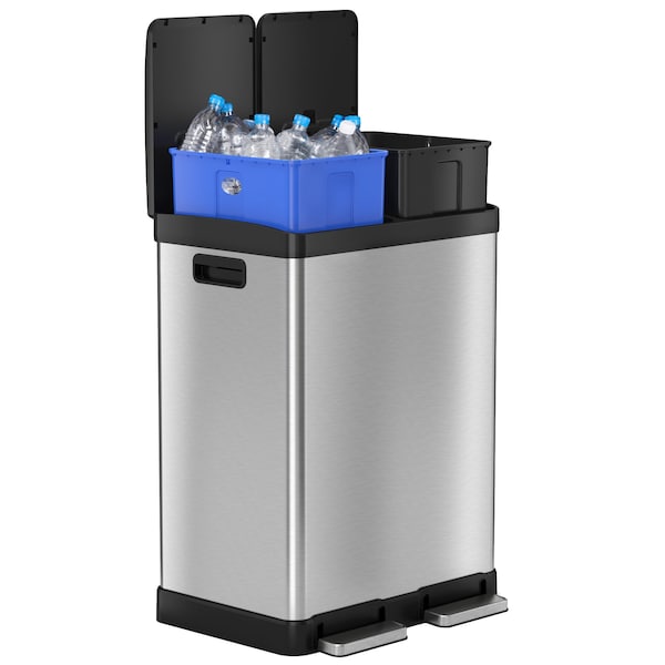 Hls Commercial 16 gal Trash Can, Silver, Stainless Steel - HLSS16R