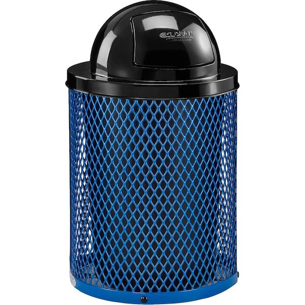 Global Industrial Outdoor Steel Diamond Trash Can With Dome Lid, 36 Gallon, Blue - 261948BL