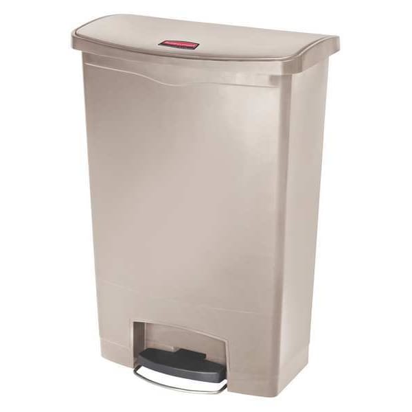 Rubbermaid Commercial 24 gal Rectangular Trash Can, Beige, 22 1/4 in Dia, Step-On, Plastic - 1883552